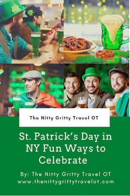 alt = "Men celebrating St. Patrick's Day in NY wearing green colored clothing and drinking beer."