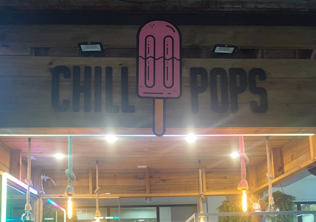 alt txt = "Chill Pops restaurant sign".