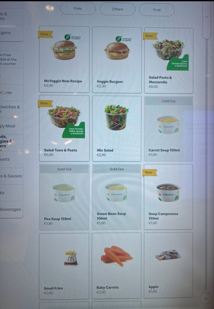 alt txt = "Menu items on touchscreen kiosk".